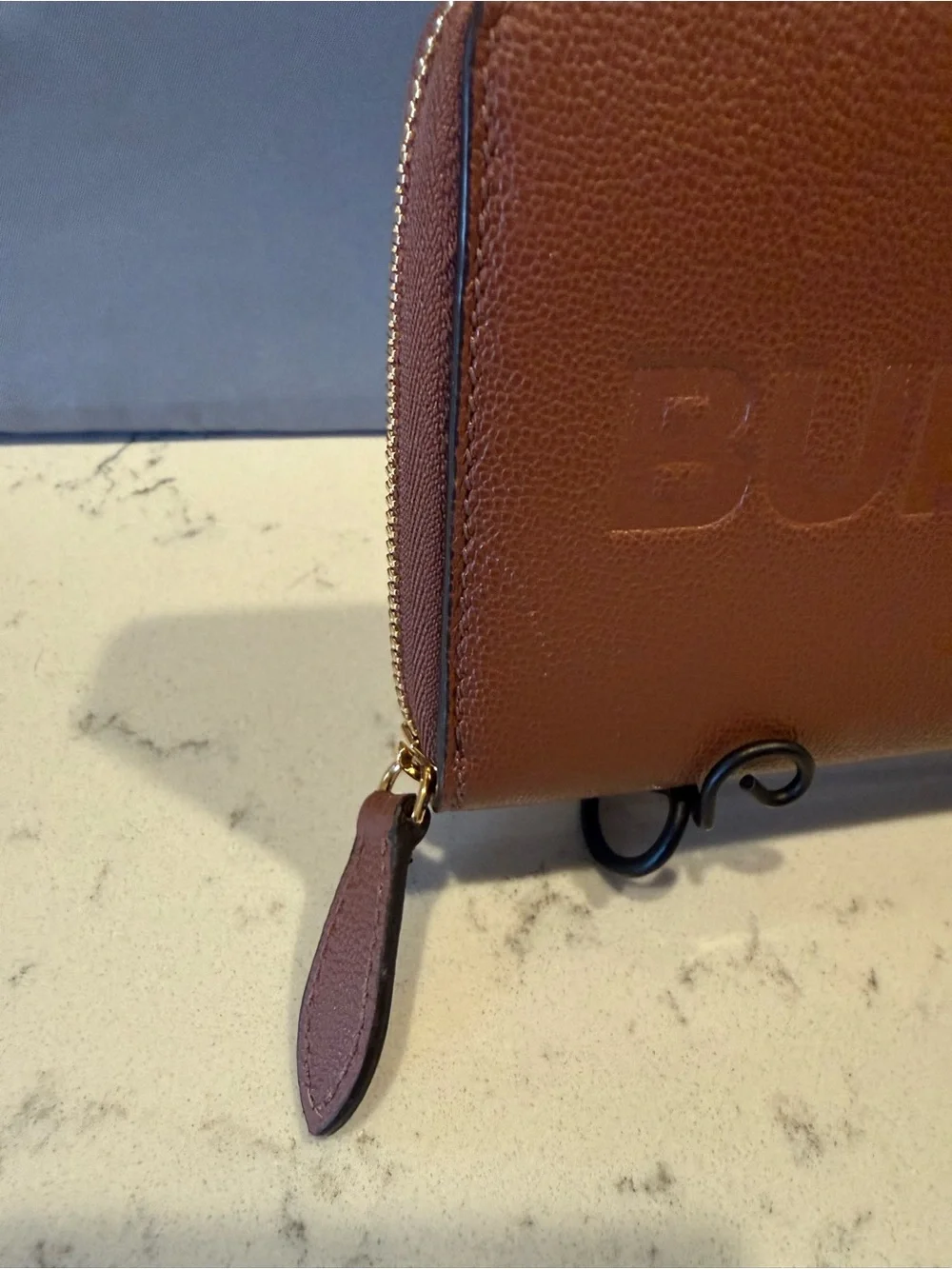 Burberry Brown Embossed Zip-Around Card Holder